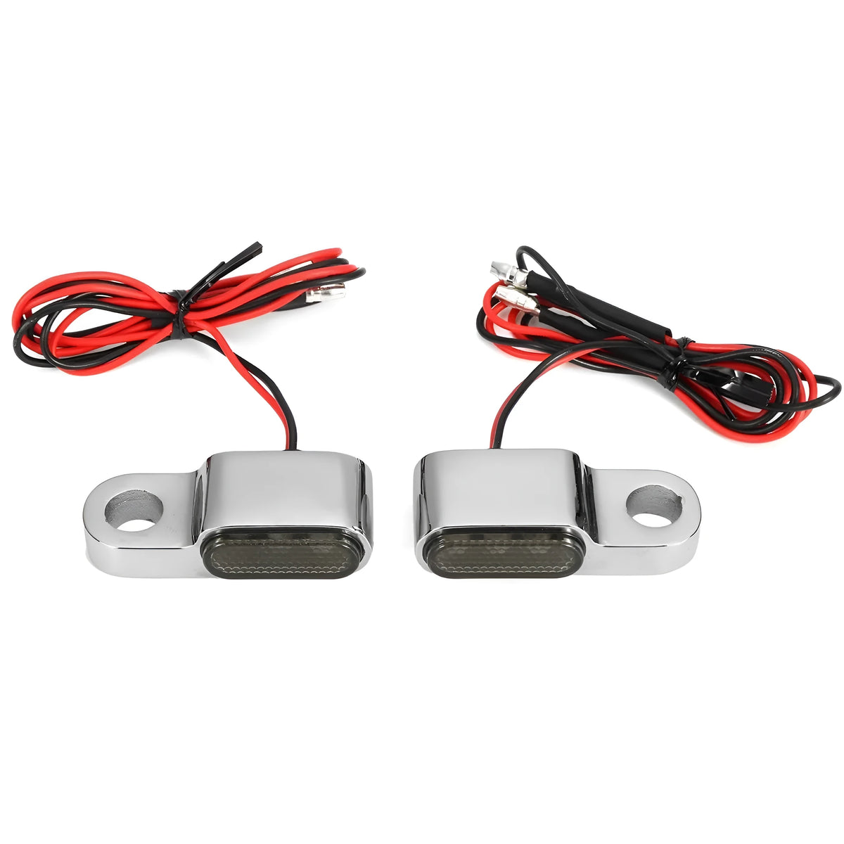 12V metal motorcycle handlebar turn signal with yellow light, shown in black or silver, single unit