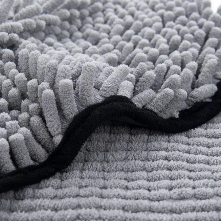 Blue pet bath robe towel for dogs and cats, showing quick-dry absorbent fabric