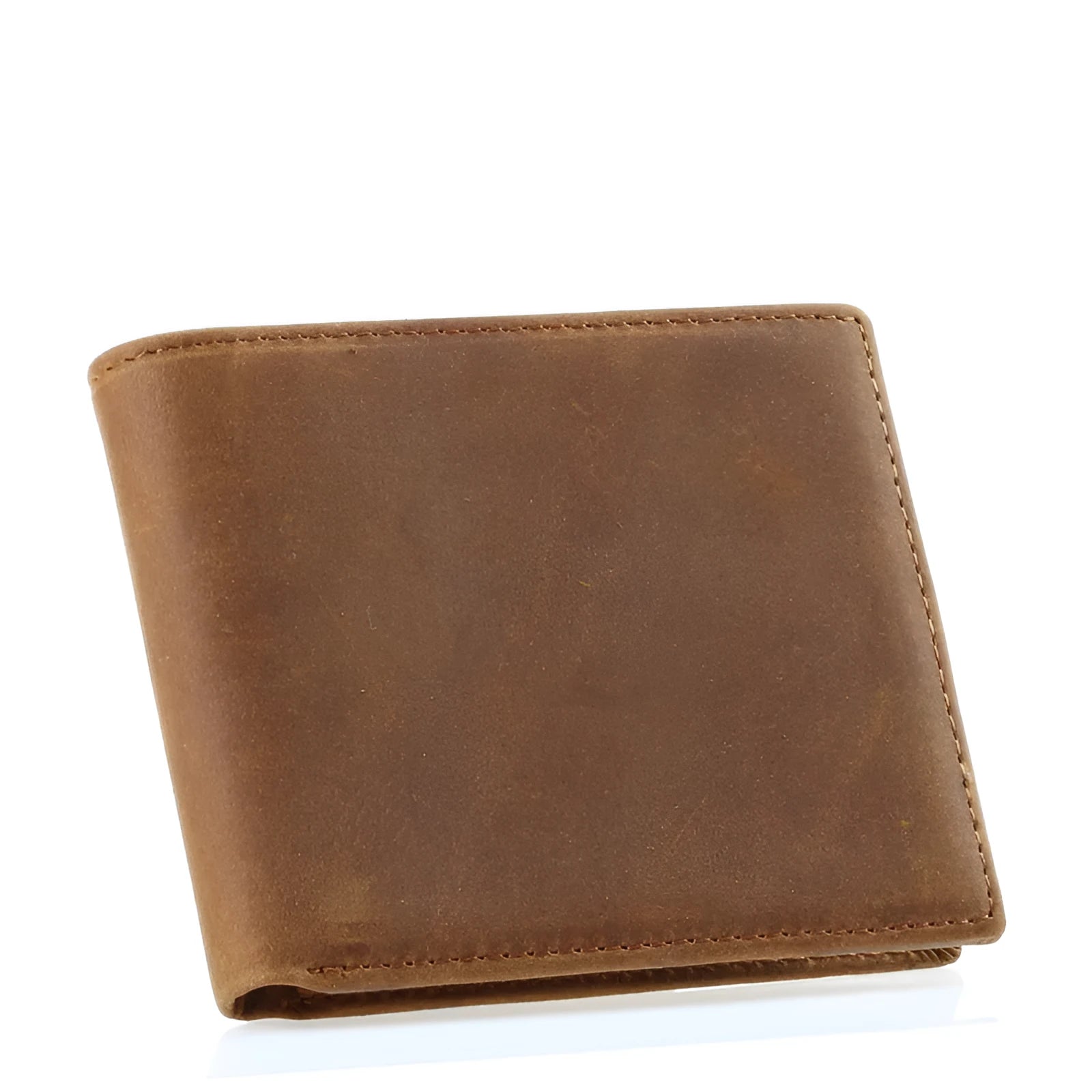 Brown horse leather men wallet ultra-thin short casual layout with card slots and bill holder