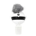 White electronic motion cat toy with ABS body, rope and fur ball accessory, 7cm ball diameter