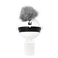 White electronic motion cat toy with ABS body, rope and fur ball accessory, 7cm ball diameter