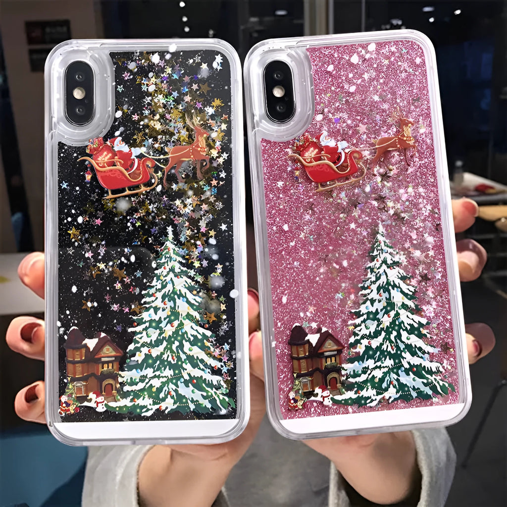 Quicksand shell phone case with camouflage pattern for iPhone and Samsung in various colours