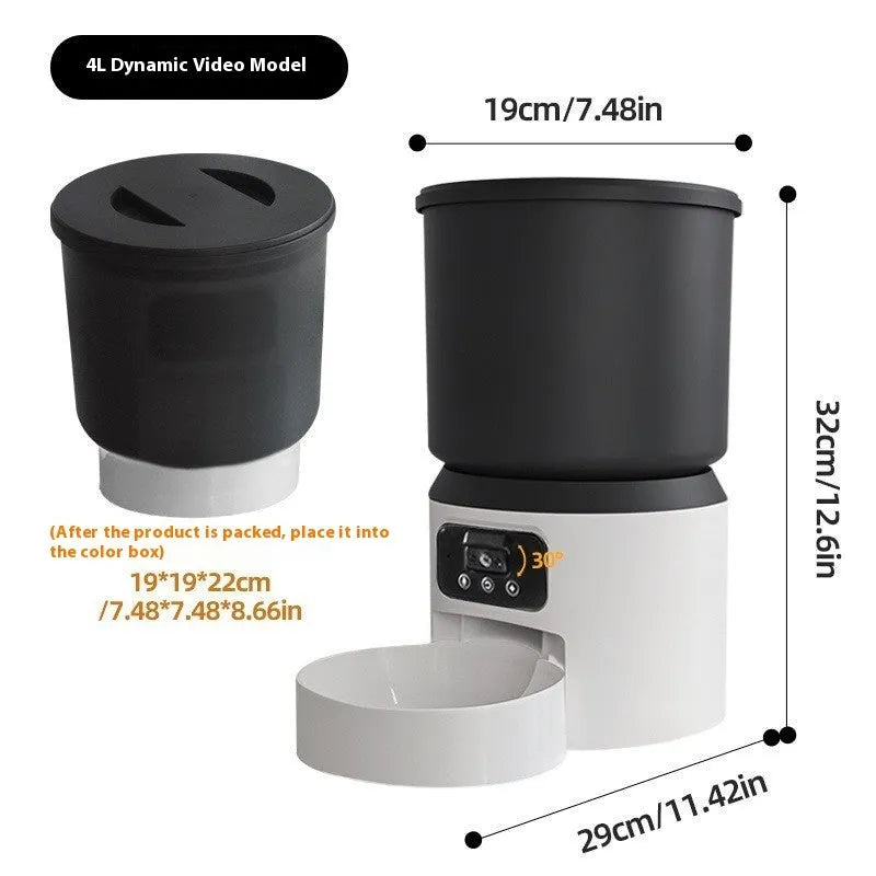 4 litre smart pet feeder with camera and stainless steel bowl for remote feeding