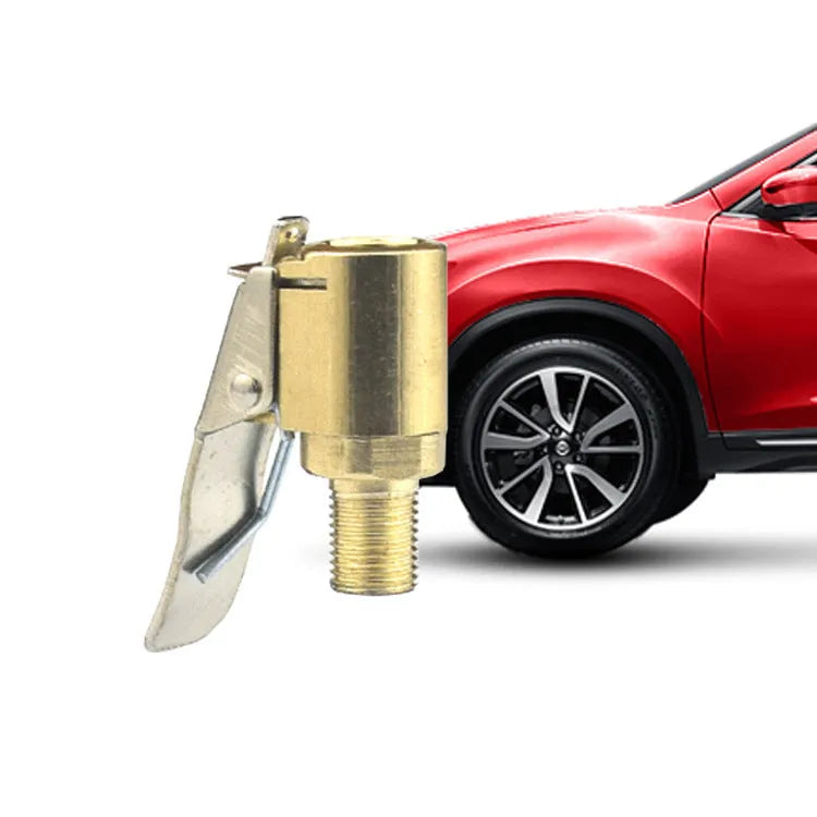Copper tyre inflation clamp for 8V1 car valves showing 8mm thread detail