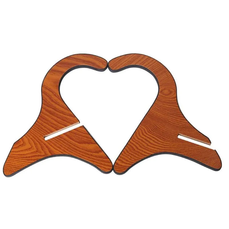 Wooden folding ukulele stand with EVA anti-slip foam holding a ukulele upright