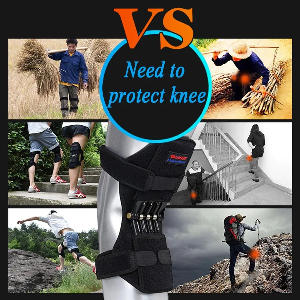 Adjustable knee brace with patella booster spring system for mountaineering and sports support