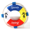Soft plush dog pull ring chew toy with squeaker in yellow fish design.