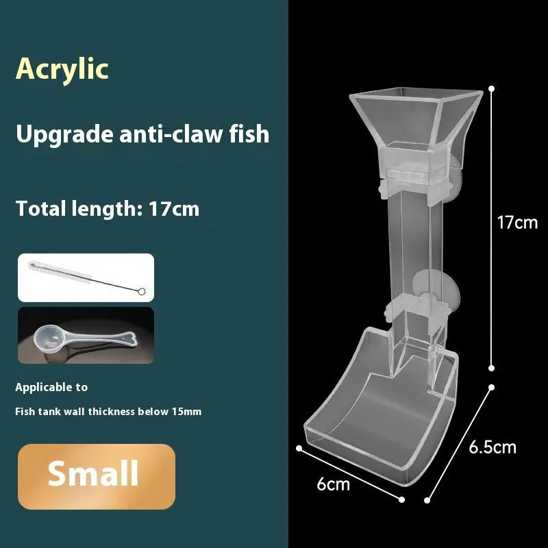 Aquarium feeding tube set with cleaning brush and feed spoon in three size options