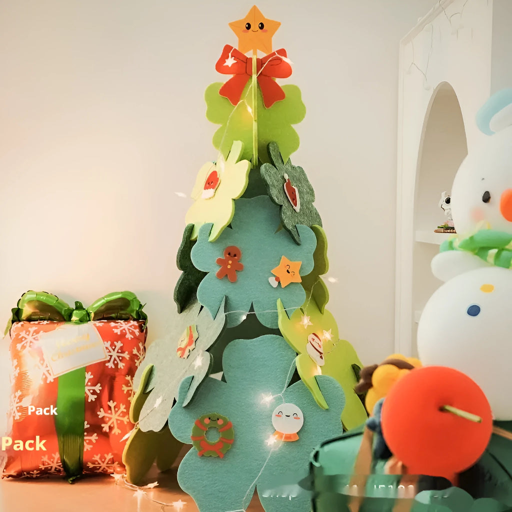 110cm XINGX felt Christmas tree with star light and original felt flower make-a-fortune design for Christmas landing décor
