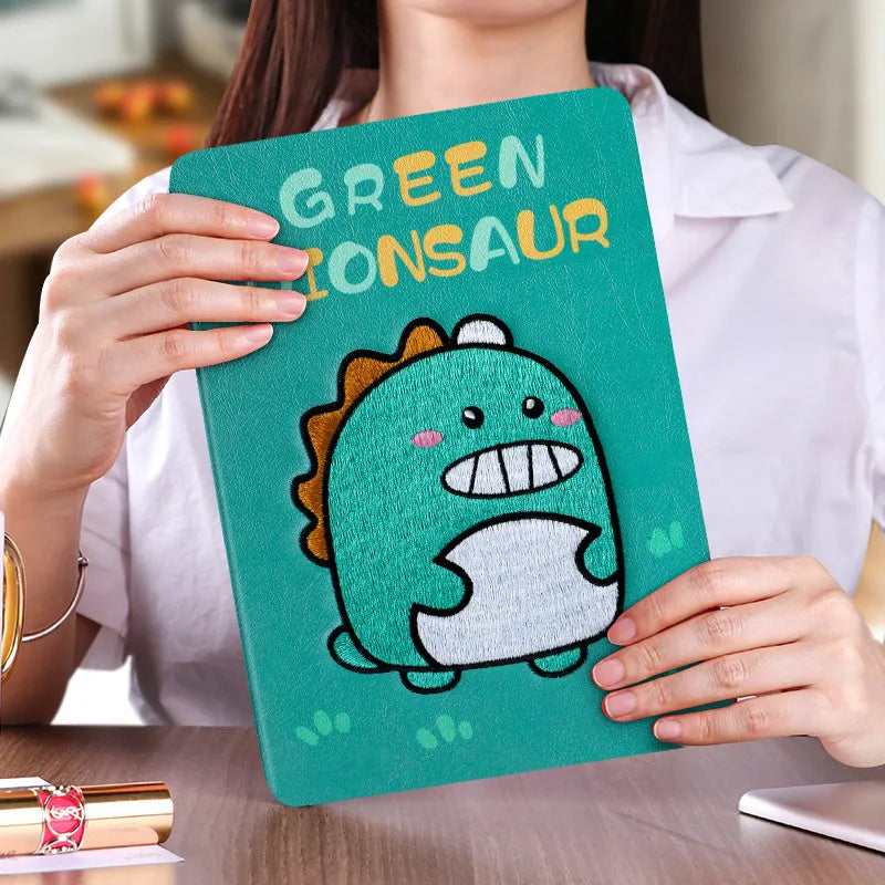 Cartoon design imitation leather protective sleeve for Apple iPad with a free screen protector.