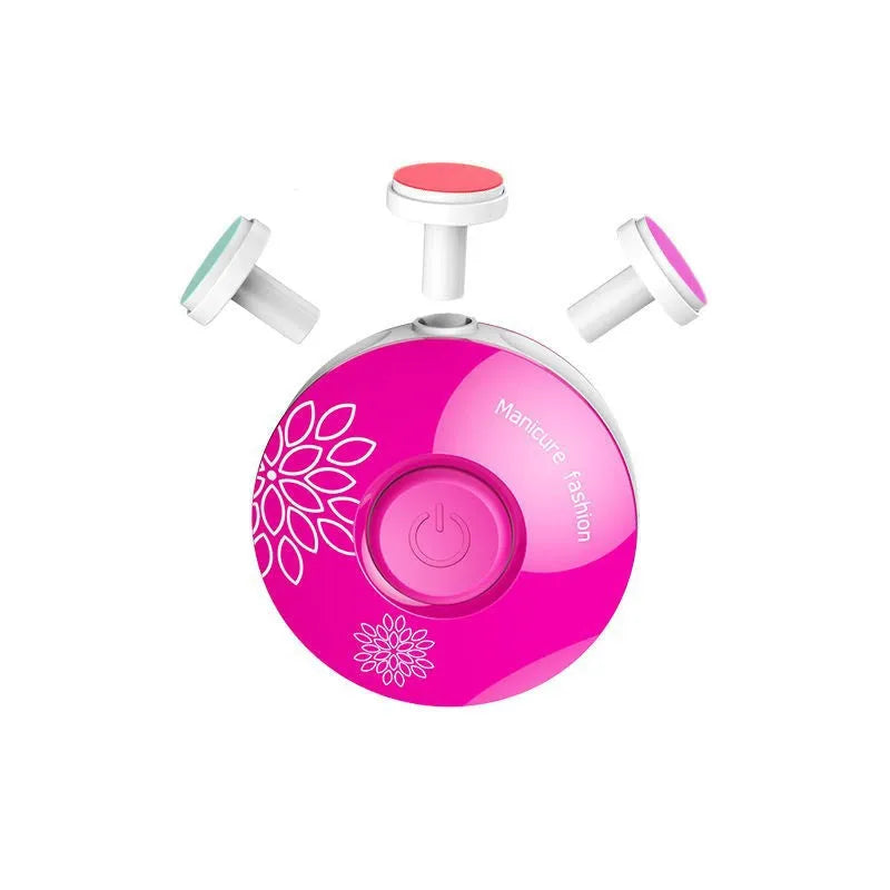 Baby electric nail polisher set with three grinding heads in red or green ABS plastic