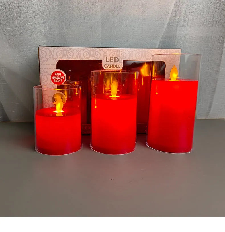 LED simulation candle lamp in cup shape, ivory white, 5.5cm height, 3-pack