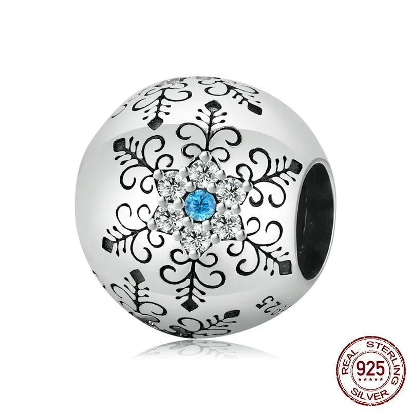 Snowflake DIY bead in 925 silver, scattered bead type, colour BSC513, for bracelet stringing