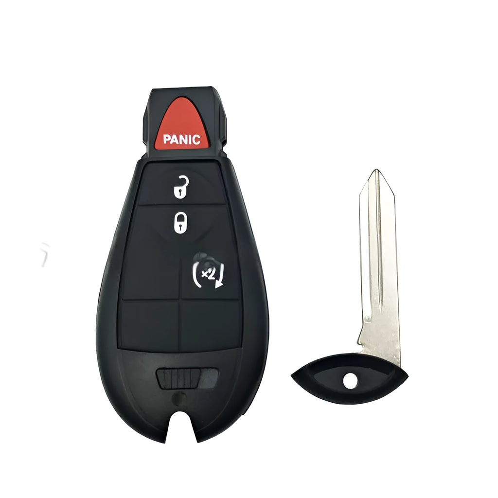 White replacement plastic shell for a Dodge Chrysler credit-card style smart car key fob.
