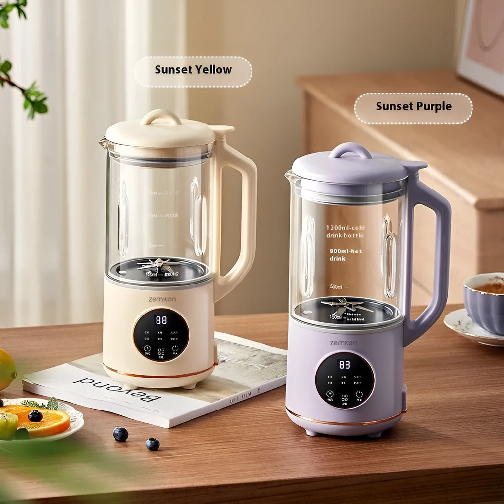 Automatic cytoderm breaking soybean milk machine with 1.2L glass body in milky white colour