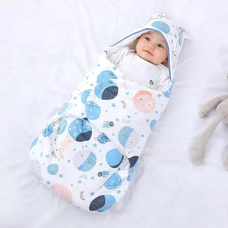 Cotton sleeping bag for newborn babies, pure cotton hold quilt in Green Elephant style, size 3M