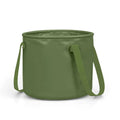 Army green folding telescopic storage duct in expanded position showing PVC mesh construction
