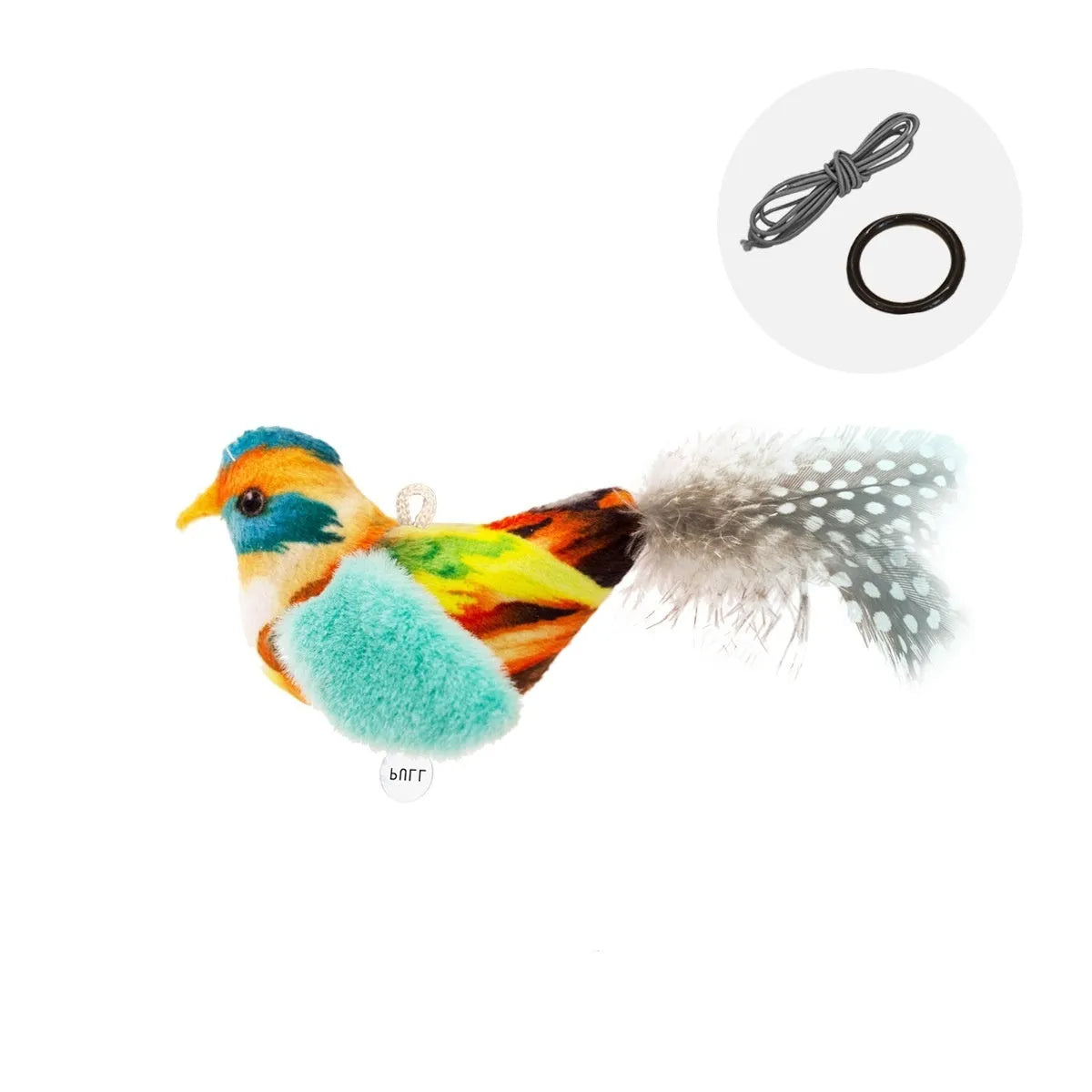 Plush bird simulation cat toy in blue kingfisher colour variant