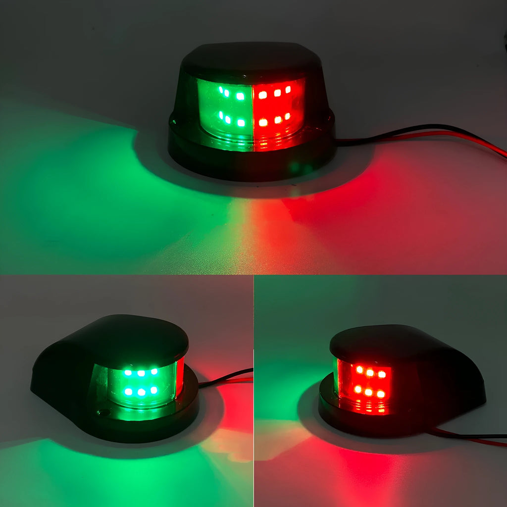 12LED marine navigation light compact 26x10mm black housing red green dual colour for yacht ship boat