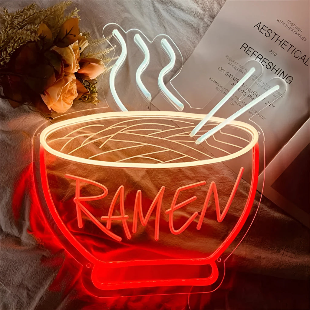 Creative noodle shaped red LED wall light with USB cable, acrylic shell, 40x38cm