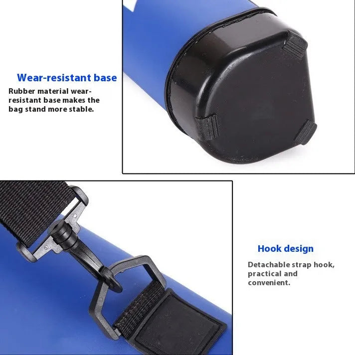 Hard cover lightweight PU leather fishing rod bag in black, 1.25m long, for single rod storage