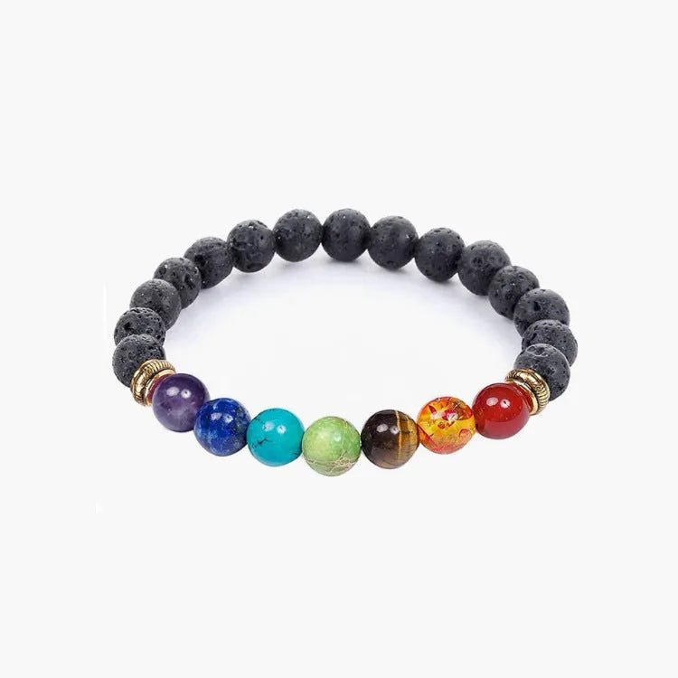 Alloy volcano white turquoise bracelet with natural stone beads in green tiger eye, black agate and blue stone options