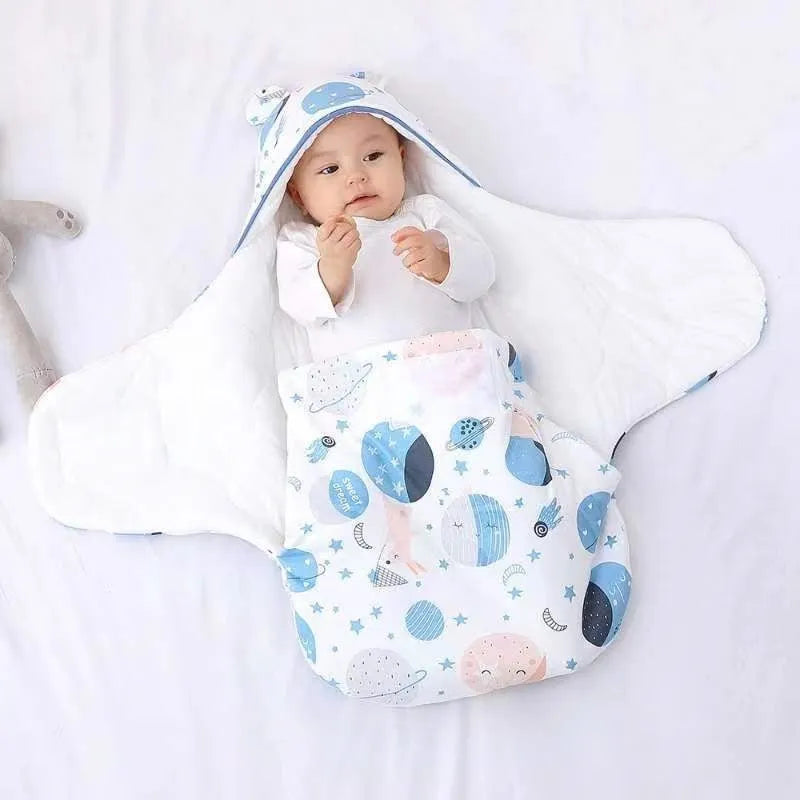 Cotton sleeping bag for newborn babies, pure cotton hold quilt in Green Elephant style, size 3M