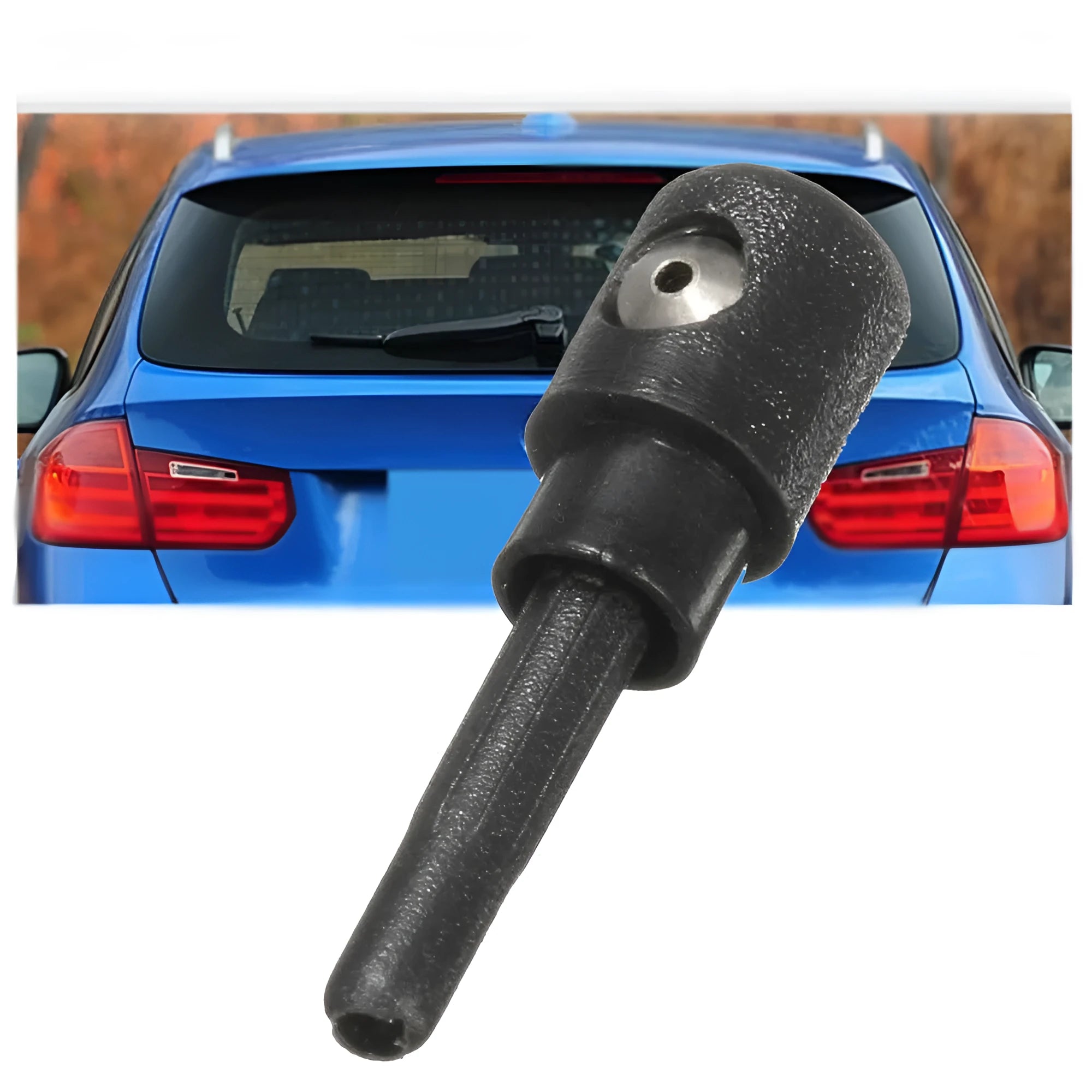 Black rear windscreen washer nozzle replacement part for Volkswagen Golf Audi Skoda vehicles