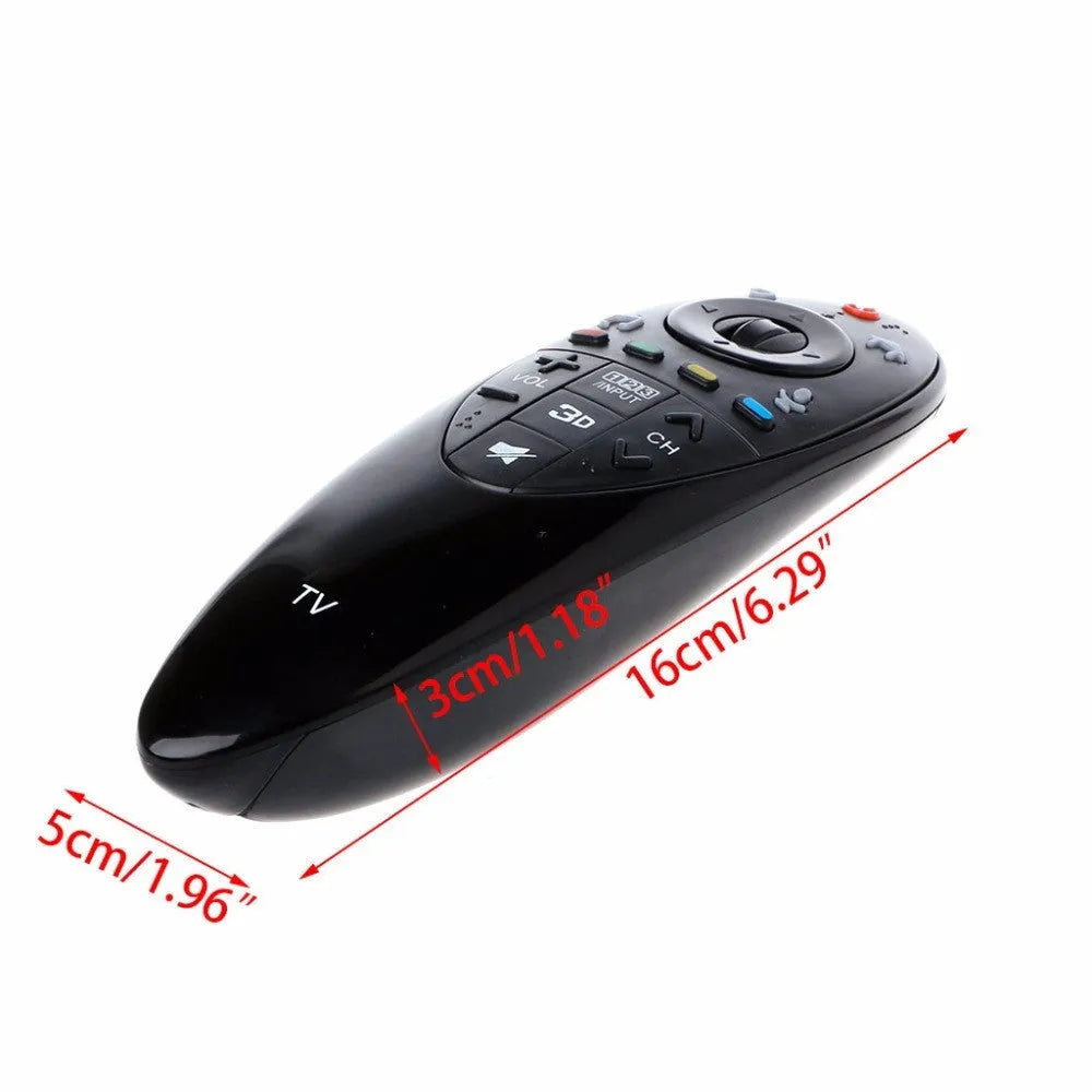 Black universal remote control for LG AN-MR500G and AN-MR500 Smart TVs showing front button layout