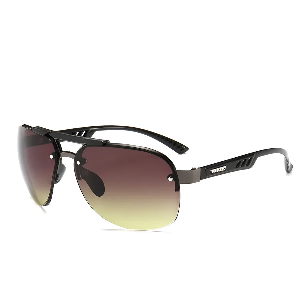 Cycling fishing sunglasses with PC frame and lenses, UV protection, in four colours including Double brown and Gray.