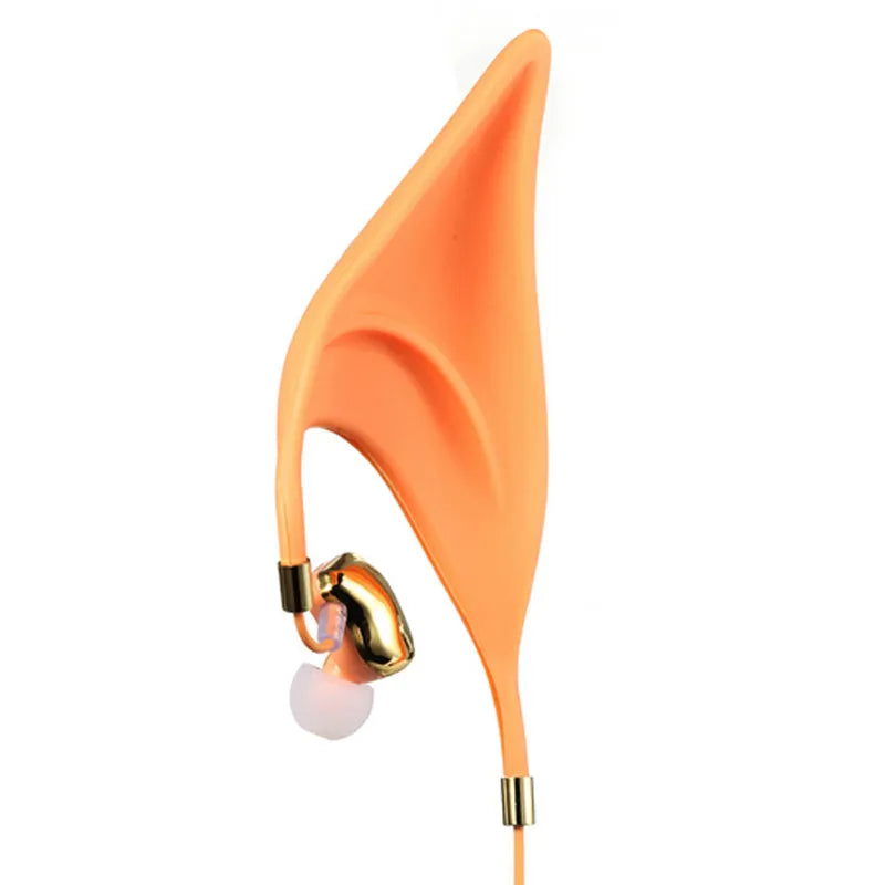 Cartoon elf ear headphones with microphone and 3.5mm cable in fantasy design