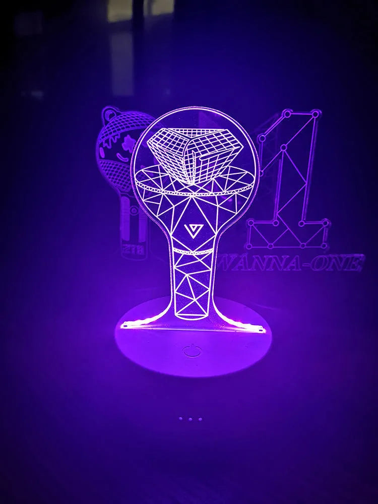 Clear acrylic display stand for a BTS light 101 tower gem collectible model.