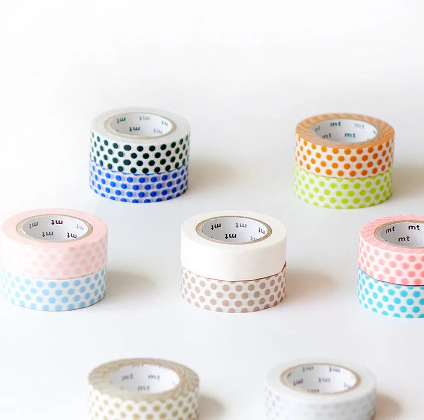Dots and paper tape in silver, light blue, white, and coffee for DIY hand account stickers