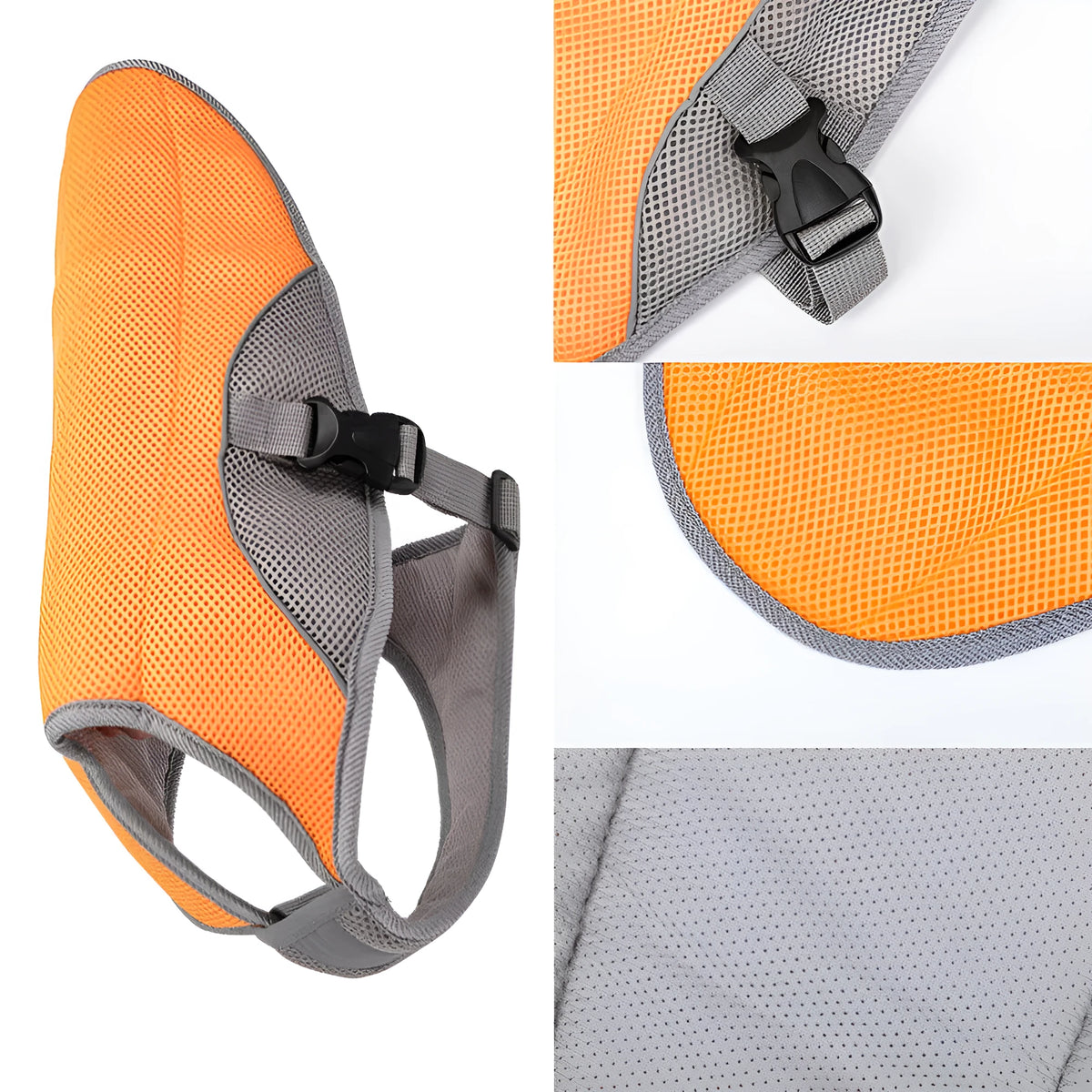 Summer dog cooling vest in blue with breathable mesh surface and cool-sensing fabric lining