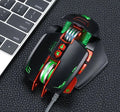 Thunder Wolf V9 wired gaming mouse with six buttons and USB cable in black colour