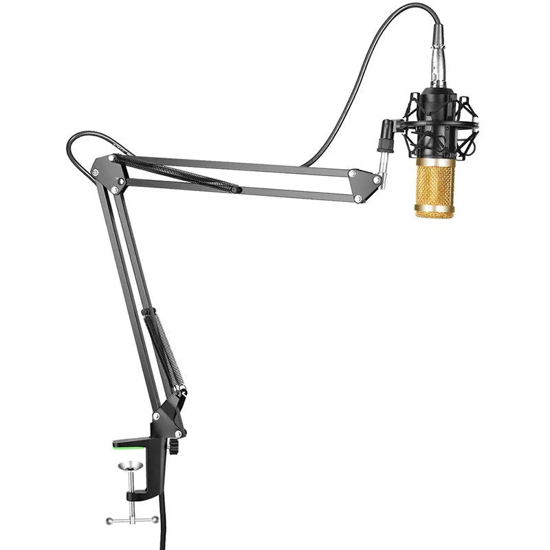 BM-800 condenser microphone with stand in multiple colour options including black blue gold pink red silver white
