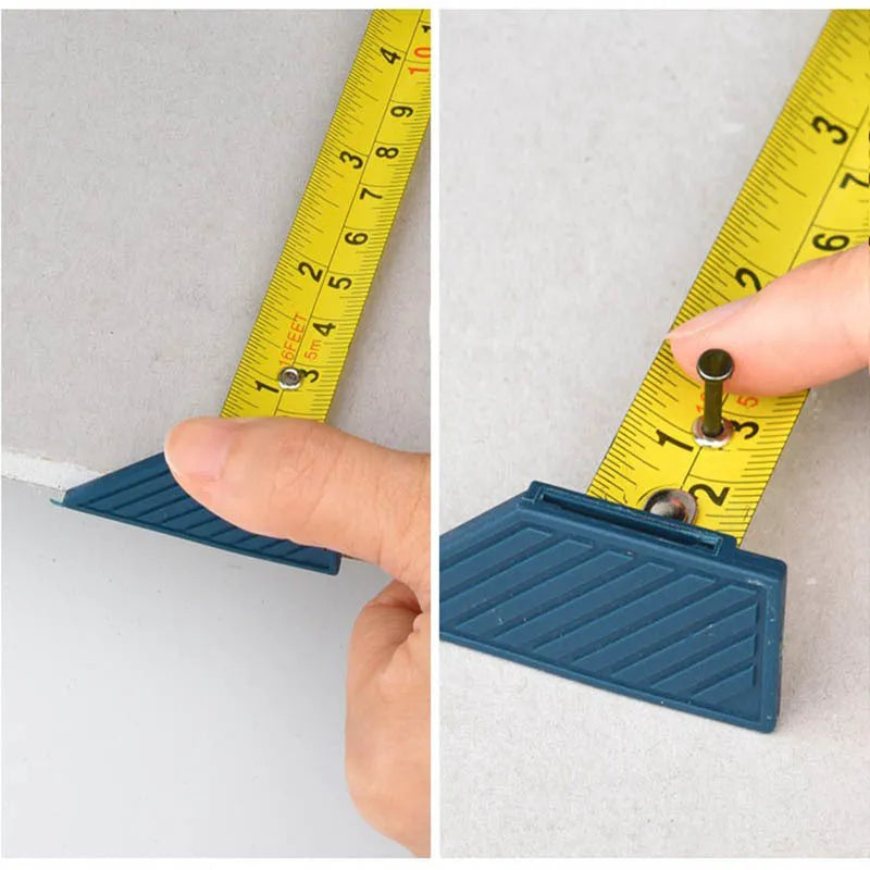 Blue aluminium and TPR woodworking cutter with tape measure for dust-free sheet material cutting.