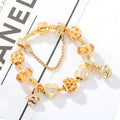 Gold-plated alloy bracelet with cartoon hardworking bee design for women, six length options from 16cm to 21cm