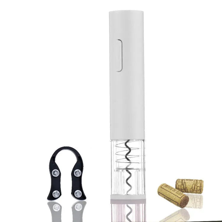 Automatic electric wine bottle opener with foil cutter in black, red, or white colours