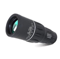 Black 16x52 monocular telescope with 52mm objective lens and green film coating for high-definition observation