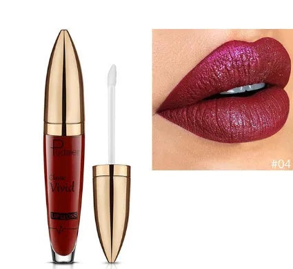 Pudaier matte pearlescent lip gloss non-stick cup formula diamond shine available in 18 colours