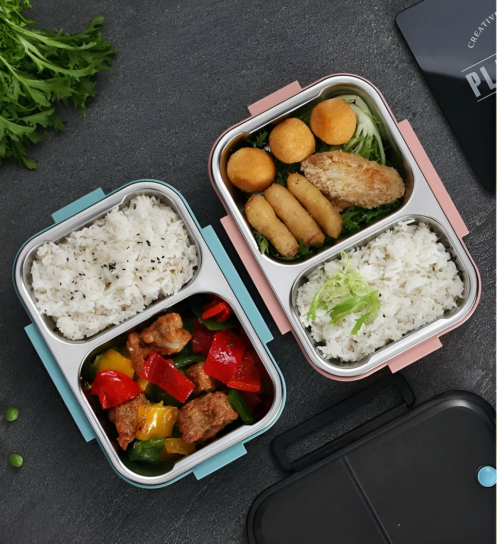 Stainless steel insulated lunch box with food grade 304 inner plate and sealing ring lid in blue colour