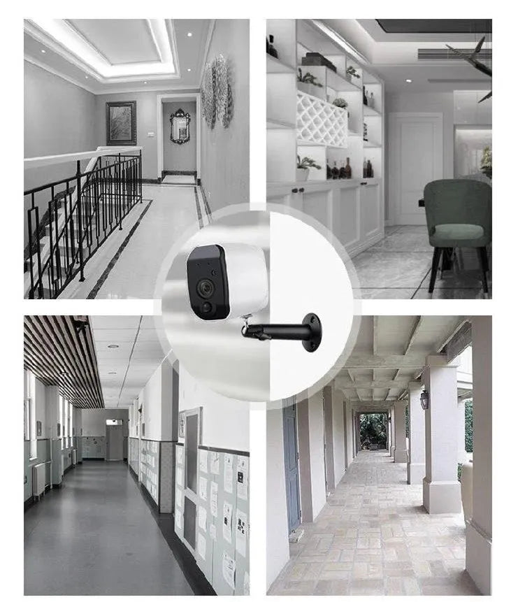 Solar powered wireless surveillance camera with PIR motion detection and 1080P HD resolution