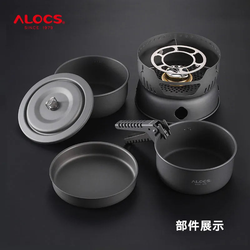 Alocs aluminium outdoor pot set in Pot set style for camping, hiking and picnics, made in China