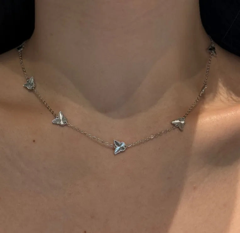 925 silver butterfly hollow pendant necklace for women in electroplated platinum colour finish