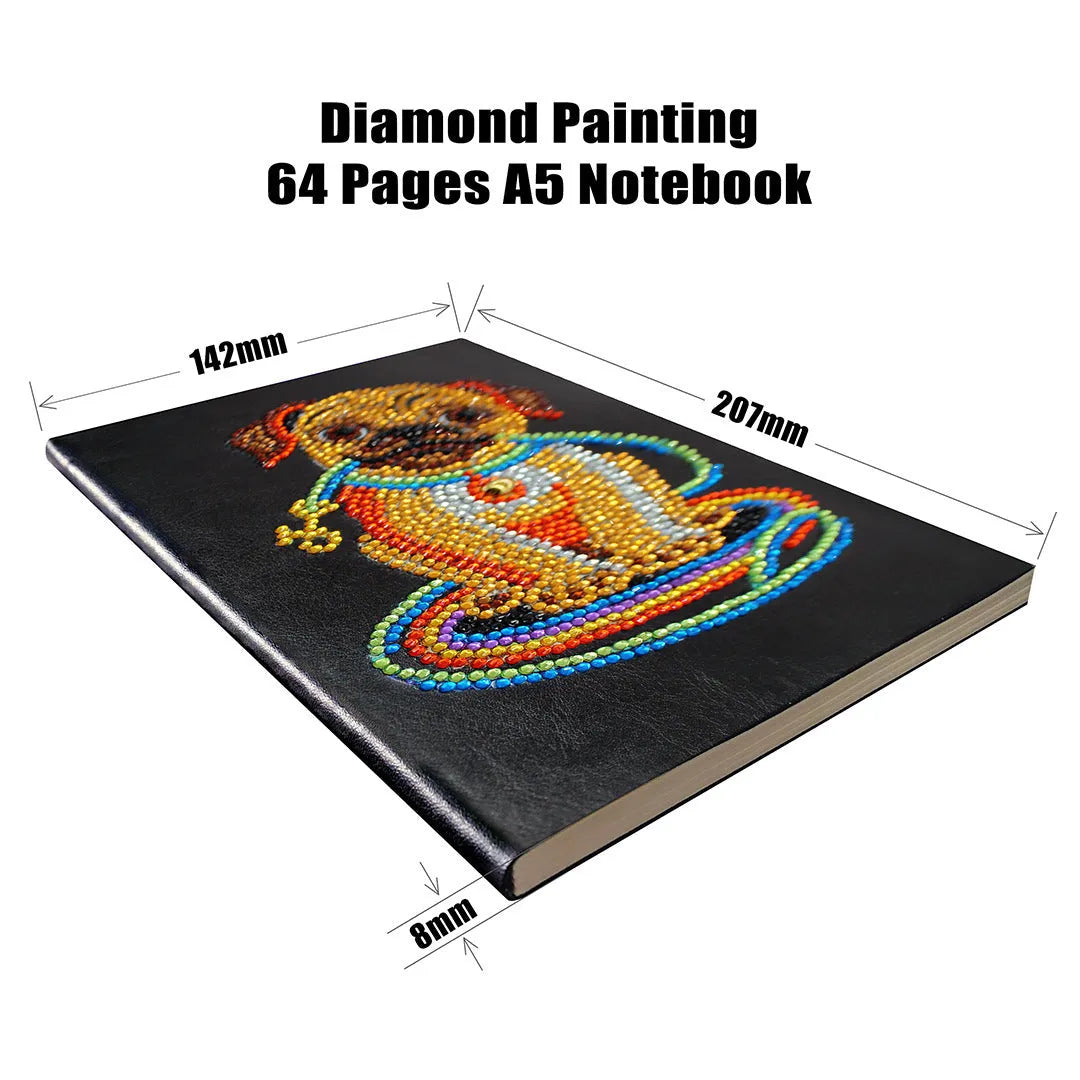 A5 black diamond painting notebook with 50 blank pages for craft projects.