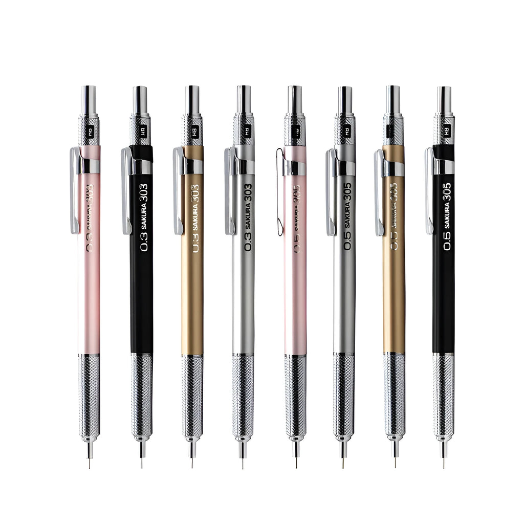 Metal mechanical pencil in gold, silver, black or pink with 0.5mm or 0.3mm lead size options