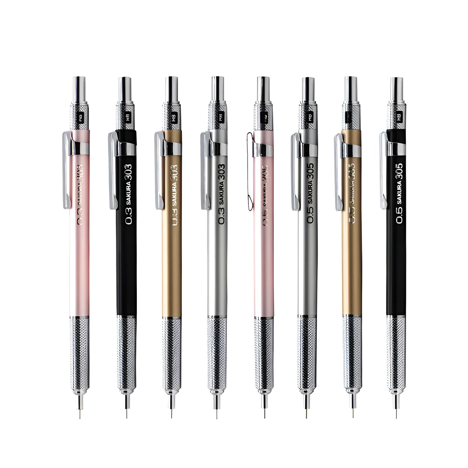 Metal mechanical pencil in gold, silver, black or pink with 0.5mm or 0.3mm lead size options