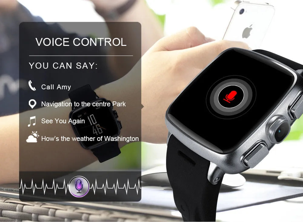 Black Z01 smart watch with a 1.54 inch touchscreen displayed on a wrist.