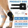 Black polyester dog leg guard for joint support and rehabilitation in sizes L, M, XL.